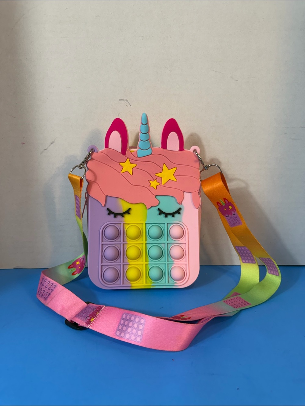 Kids Unicorn Rainbow Pop-It Crossbody Bag - Pink